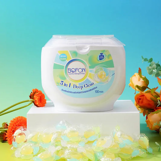 5 in 1 Laundry Detergent Pods, Lavender & Camellia Scent, 7g x 100 Count, Multi-Chamber Beads