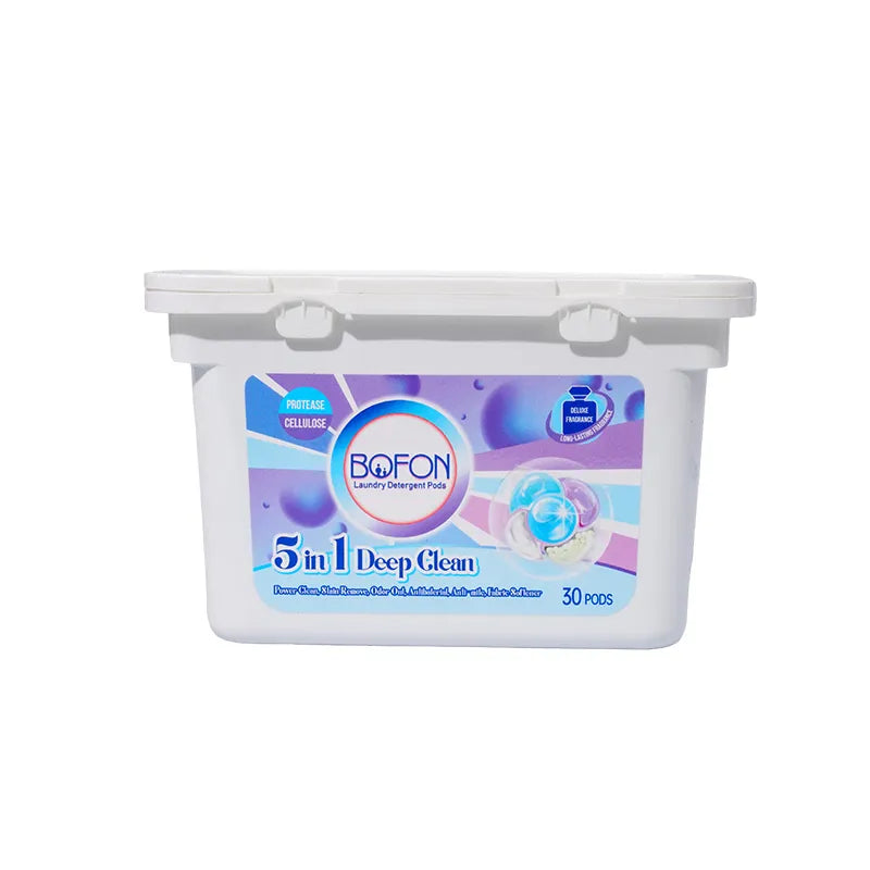 5 in 1 Laundry Detergent Pods, Camellia Scent, 7g x 30 Count, Multi-Chamber Cleaning Beads