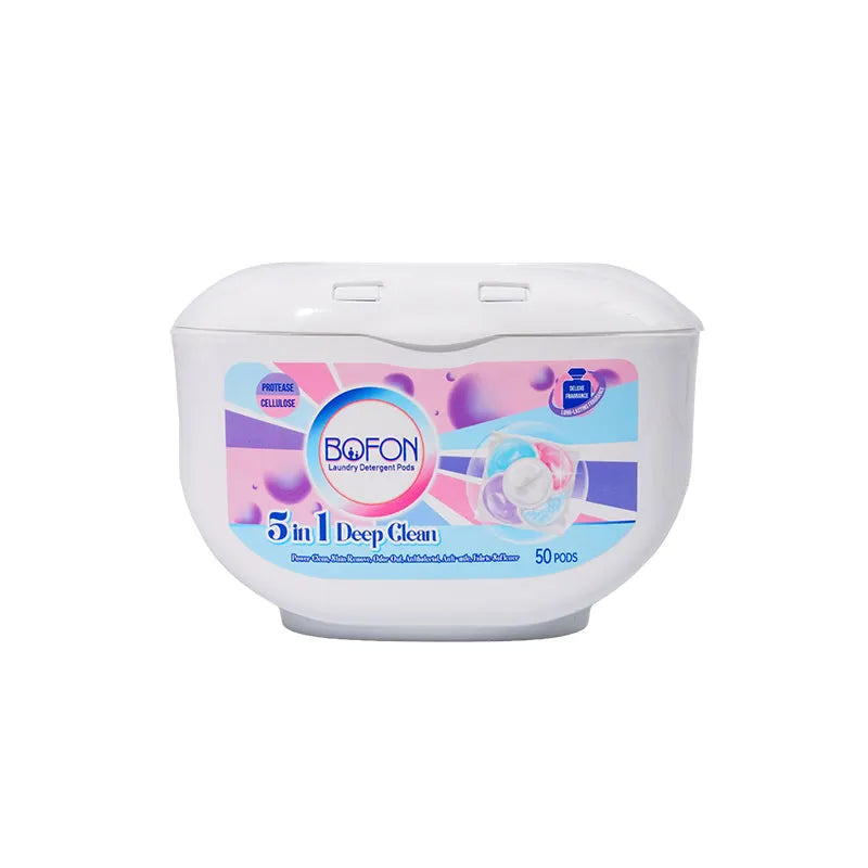 5 in 1 Laundry Detergent Pods, English Pear & Freesia, 12g x 50 Count, Multi-Chamber Beads
